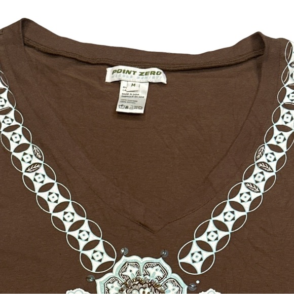 POINT ZERO X NICOLE BENISTI Y2K women's embellished brown v-neck tank, medium. - Picture 2 of 3